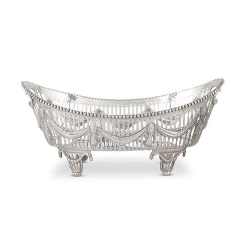 Lot 41 - A George II sterling silver reticulated footed basket