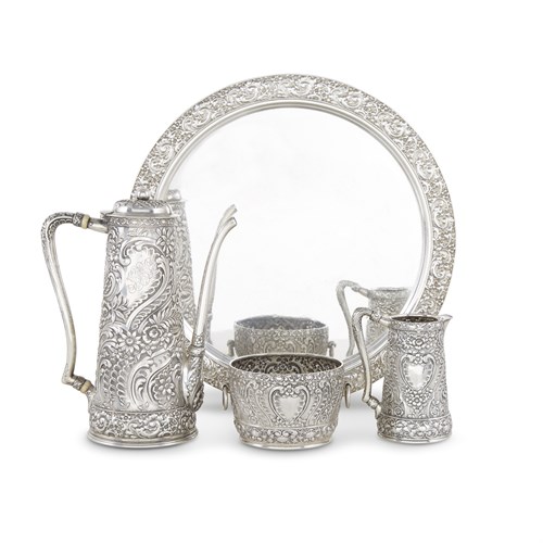 Lot 78 - An American sterling silver four-piece demitasse set