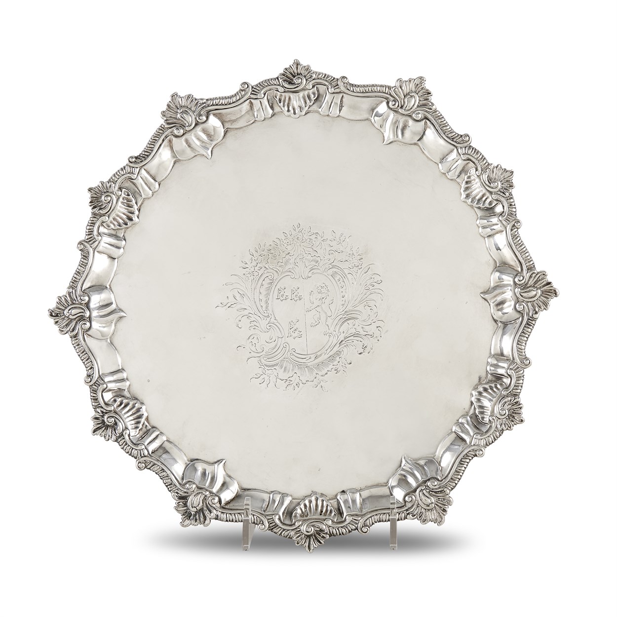 Lot 40 - A George II sterling silver salver