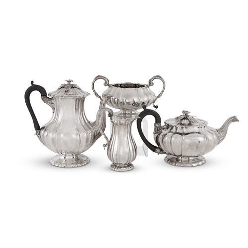 Lot 64 - An assembled George IV sterling silver four-piece tea and coffee service