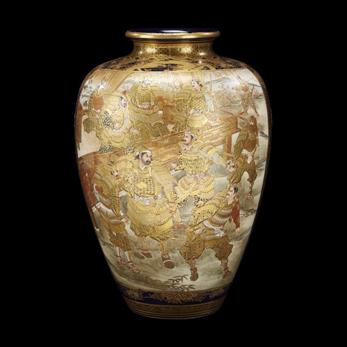 Lot 99 - A Satsuma ovoid vase with figural decoration