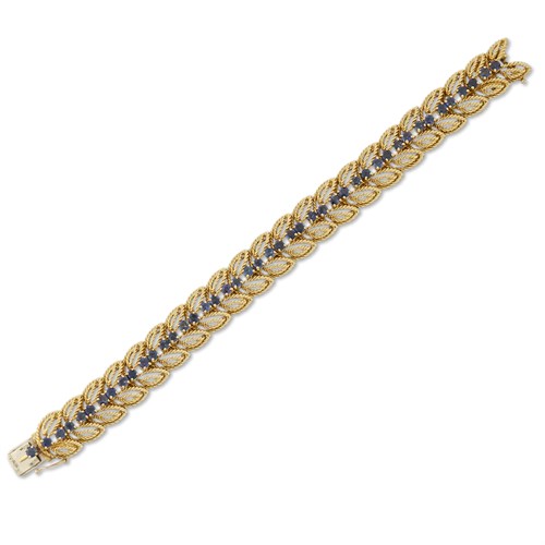 Lot 86 - A sapphire and eighteen karat gold bracelet, Tiffany & Co.