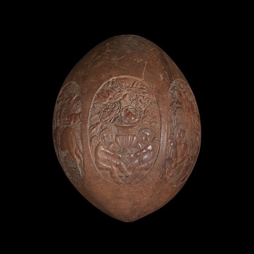 Lot 148 - An unusual and finely-carved coconut shell, possibly Qajar
