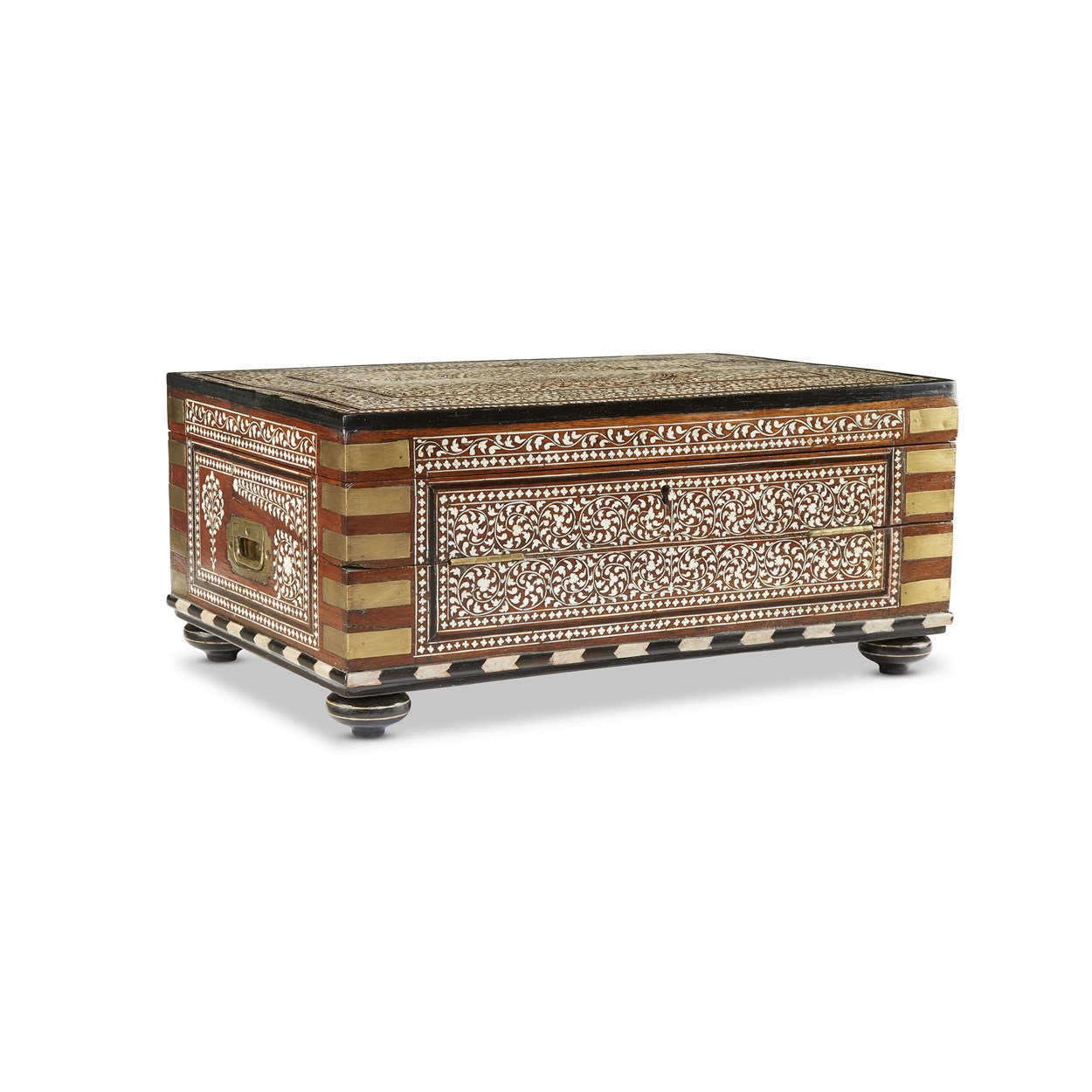 Lot 143 - An Anglo-Indian ivory-inlaid hardwood travelling desk