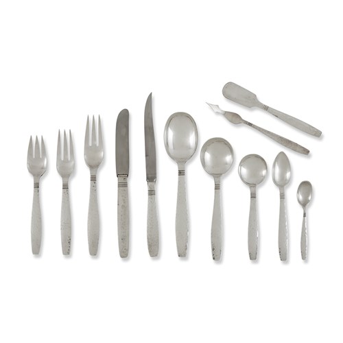 Lot 90 - An American hammered sterling silver partial flatware service