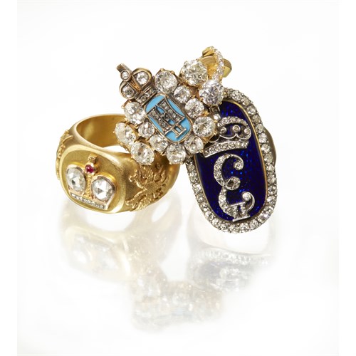 Lot 19 - A Catherine II diamond-set and enameled Russian Imperial Presentation Ring