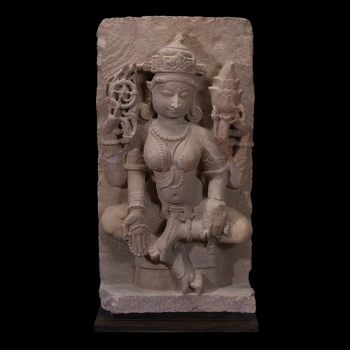 Lot 124 - A Central Indian carved pink sandstone figure of a Goddess