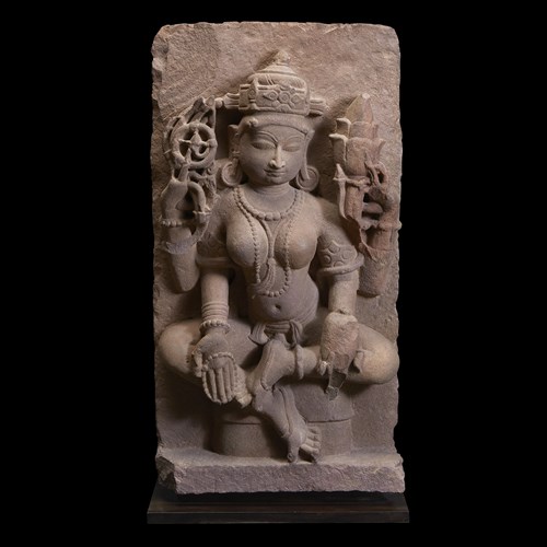Lot 124 - A Central Indian carved pink sandstone figure of a Goddess