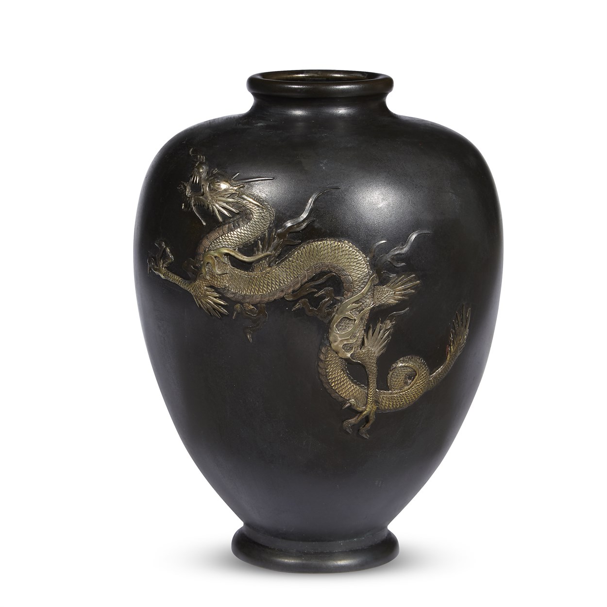 Lot 60 - A Japanese mixed metal "Dragon" vase