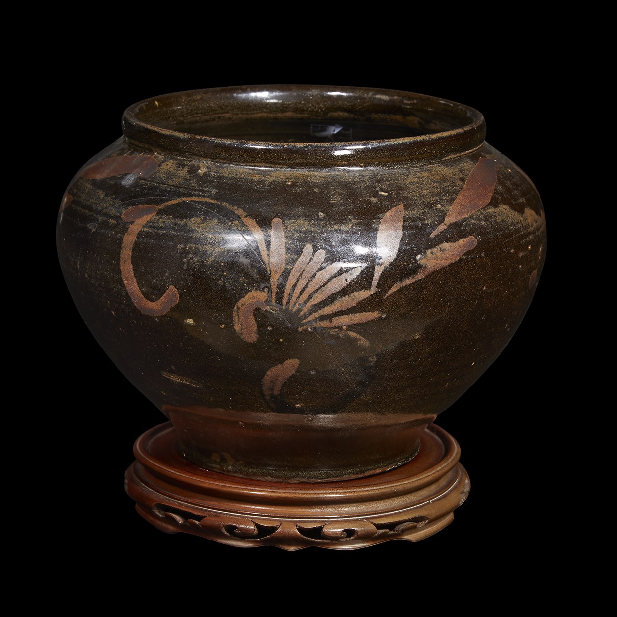 Lot 154 - A Chinese black-glazed wide-mouthed jar, "Guan"