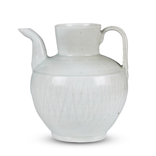 Lot 162 - A Chinese white-glazed ewer and cover