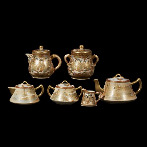 Lot 103 - Six assorted Satsuma pottery tea wares