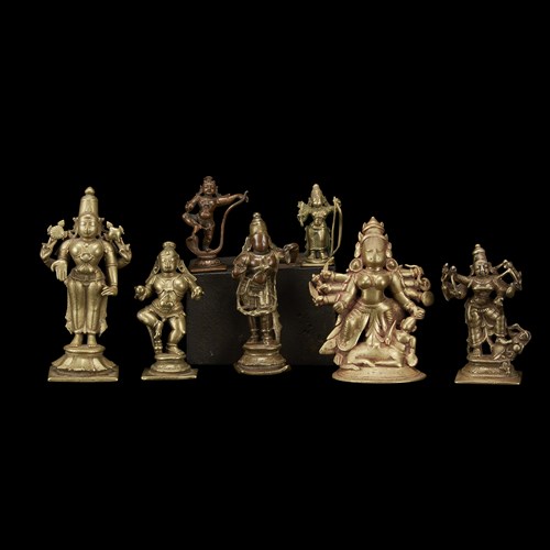 Lot 136 - Group of seven Indian copper alloy figures of deities