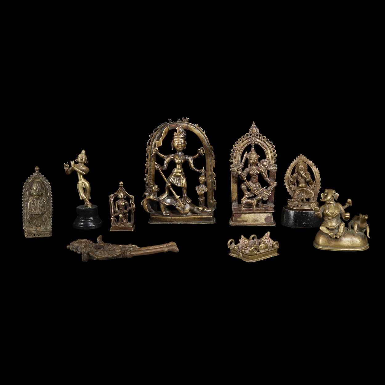 Lot 137 - Group of nine Indian copper alloy figures of Deities