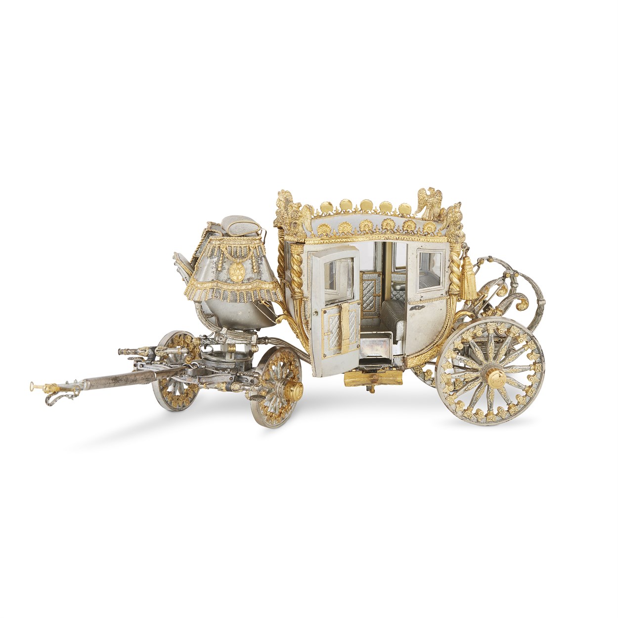 Lot 67 - An American parcel-gilt sterling silver model of a coronation coach