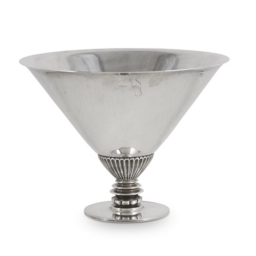 Lot 119 - A Danish sterling silver conical bowl on stand