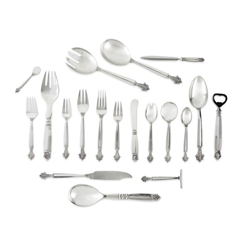 Lot 107 - An assembled Danish sterling silver part luncheon service