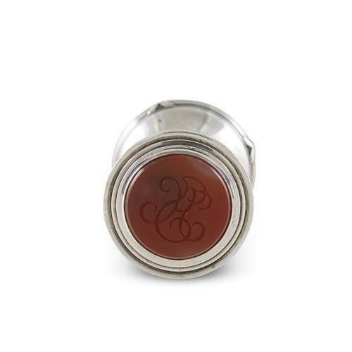 Lot 13 - A Russian silver and engraved carnelian mounted handseal
