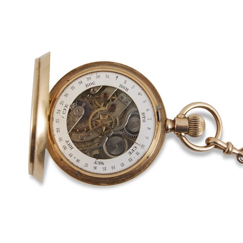 Lot 11 - A Swiss gold skeleton pocketwatch for the Russian market, with a Russian gold fob