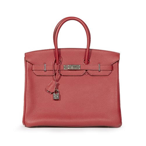 Lot 1 - A rouge garance leather Birkin bag 35 palladium hardware, Hermès
