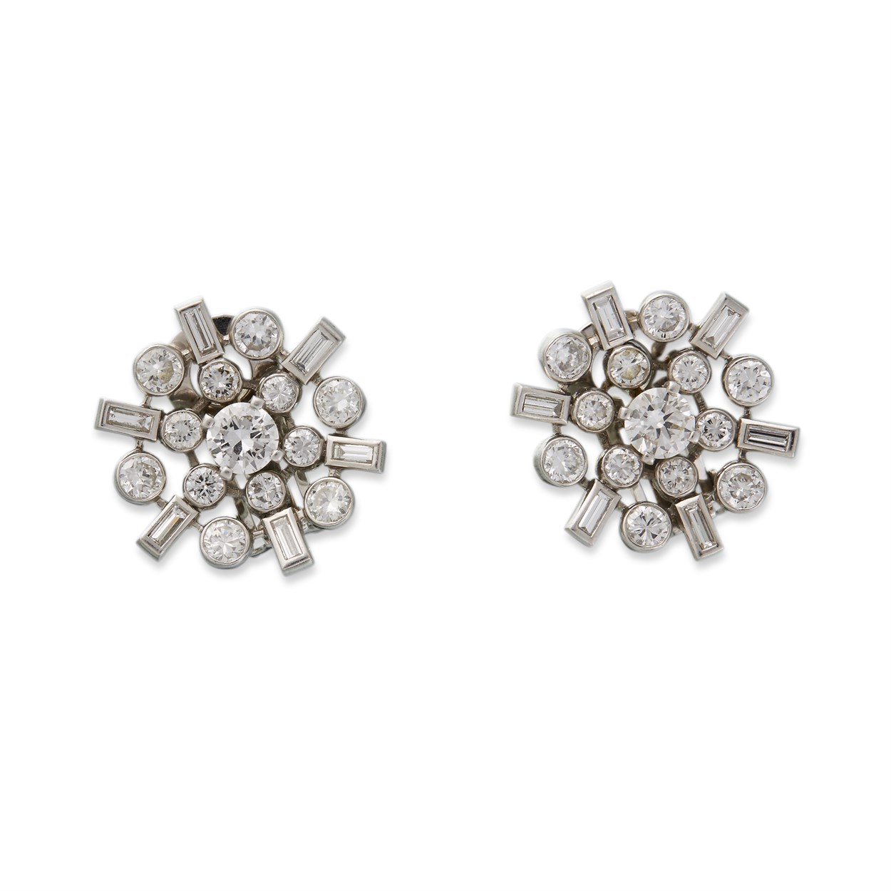 Lot 72 - A pair of diamond and platinum earrings