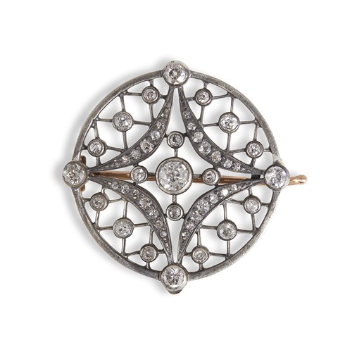 Lot 15 - A Russian diamond-set silver-mounted gold brooch