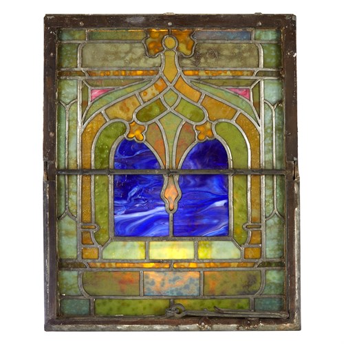 Lot 389 - Two opalescent stained glass casement window panels